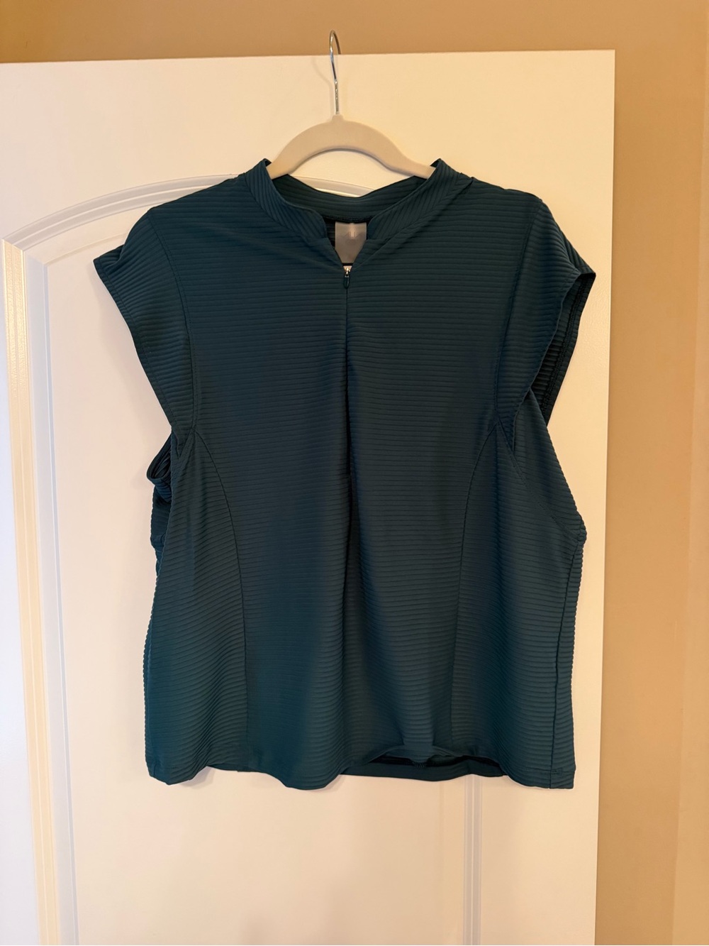 NWT CALIA Zip Collar Turquoise Green Dark Tank Stretch